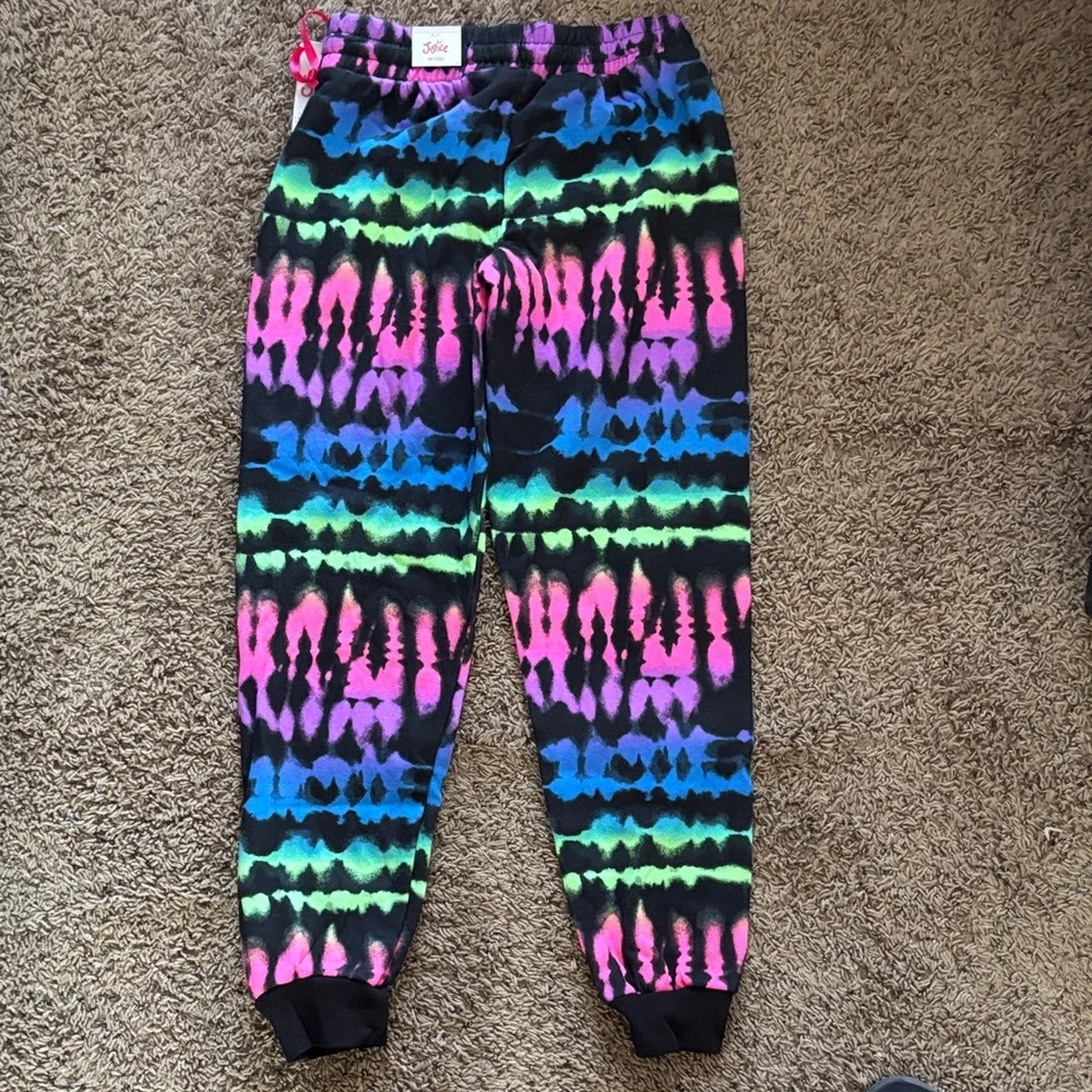 Justice Black Multicolor Tie-Dye Joggers